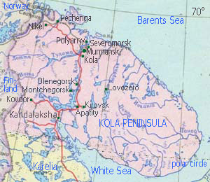 Kola Peninsula, map