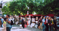 Montmartre, the square of painter, photo: Trubina, 500x260p, 64kb